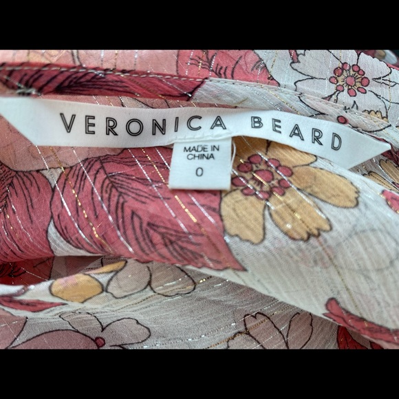 Veronica Beard Cybil Floral Shimmer Silk Dress Size 0 - Picture 4 of 10
